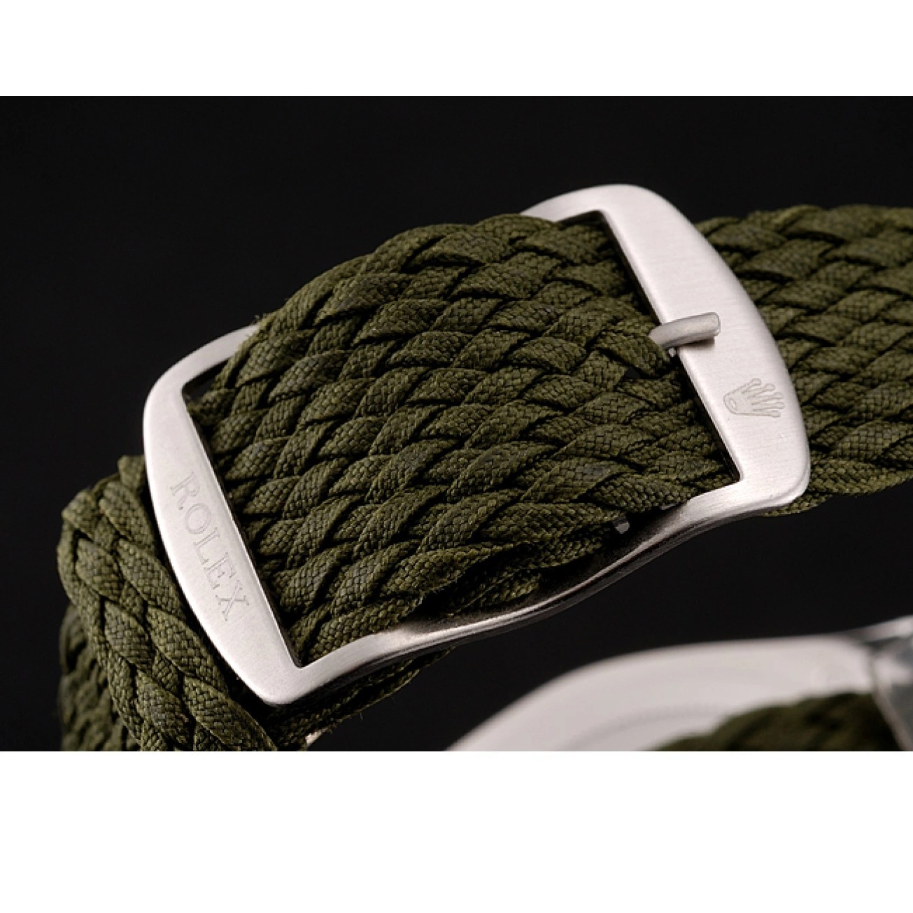 Aaa replica watch Master Dial Green Rolex Green Yacht Fabric Bracelet 1453869 0818